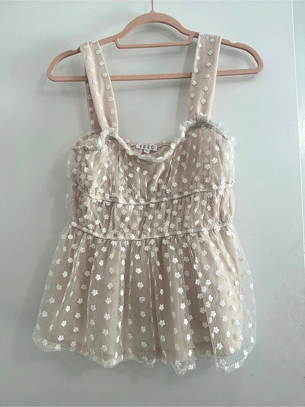 🌼 TCEC Fairycore Daisy Embroidered Mesh Tank Top 🌼